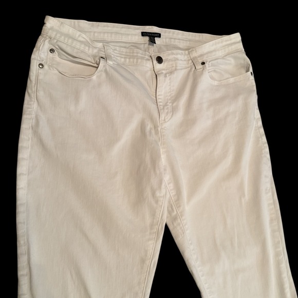 Eileen Fisher Cream White Denim Jeans Straight Leg Size 14 Coastal Cowboy - Picture 3 of 9